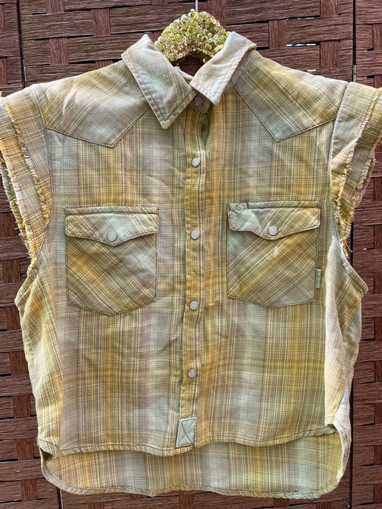 We The Free Other - Sleeveless Plaid Button-Front Shirt - Yellow